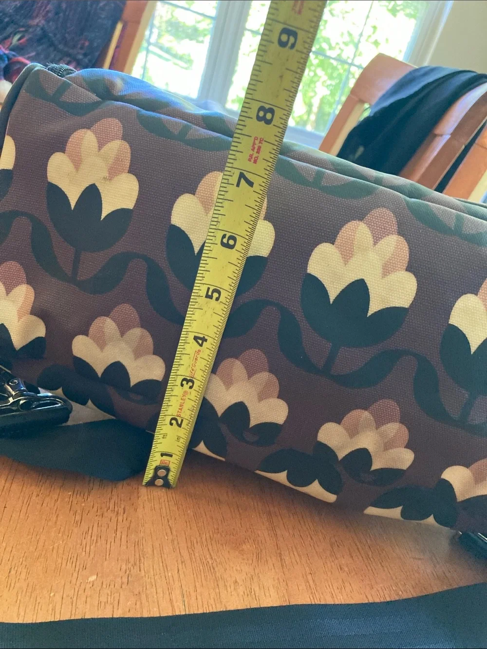 Petunia Pickle Bottom Brown Floral Messenger Diaper Bag with Yellow Tulip Motif